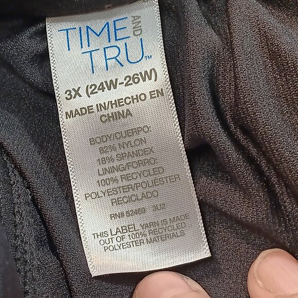 Time and Tru women's plus size rich black swim tankini top sz 3X / 24W - 26W NWT - Picture 14 of 15